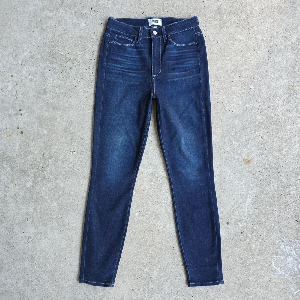 Paige Margot Ankle Jeans Size 28 Dark Wash Blue Cropped Stretch Preppy Indie